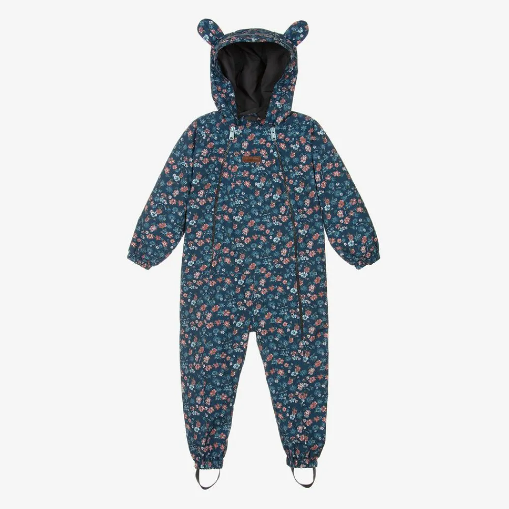 Töastie Coats & Jackets*Girls Blue Floral Waterproof Puddlesuit
