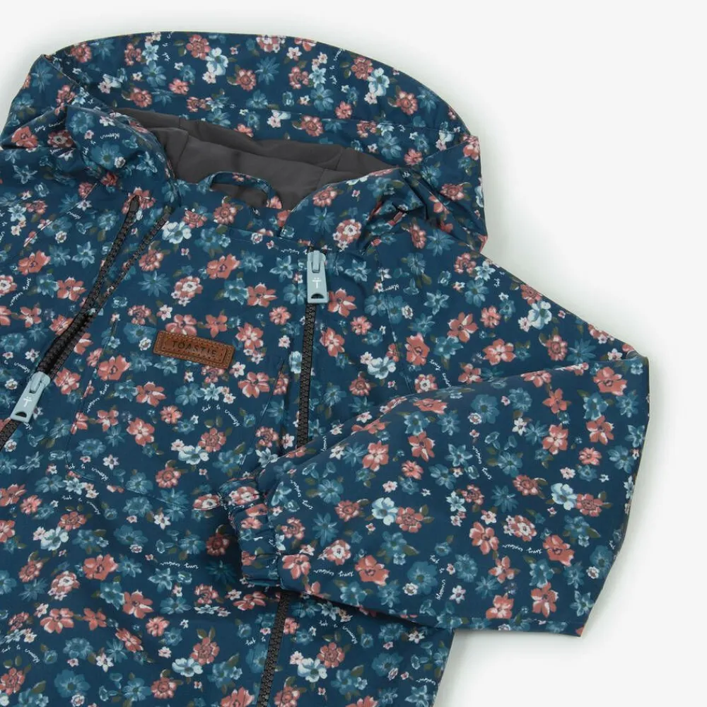 Töastie Coats & Jackets*Girls Blue Floral Waterproof Puddlesuit