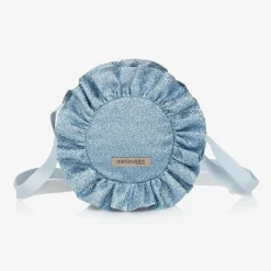 Hucklebones London Bags*Girls Blue Glitter & Pink Bow Bag (12cm)