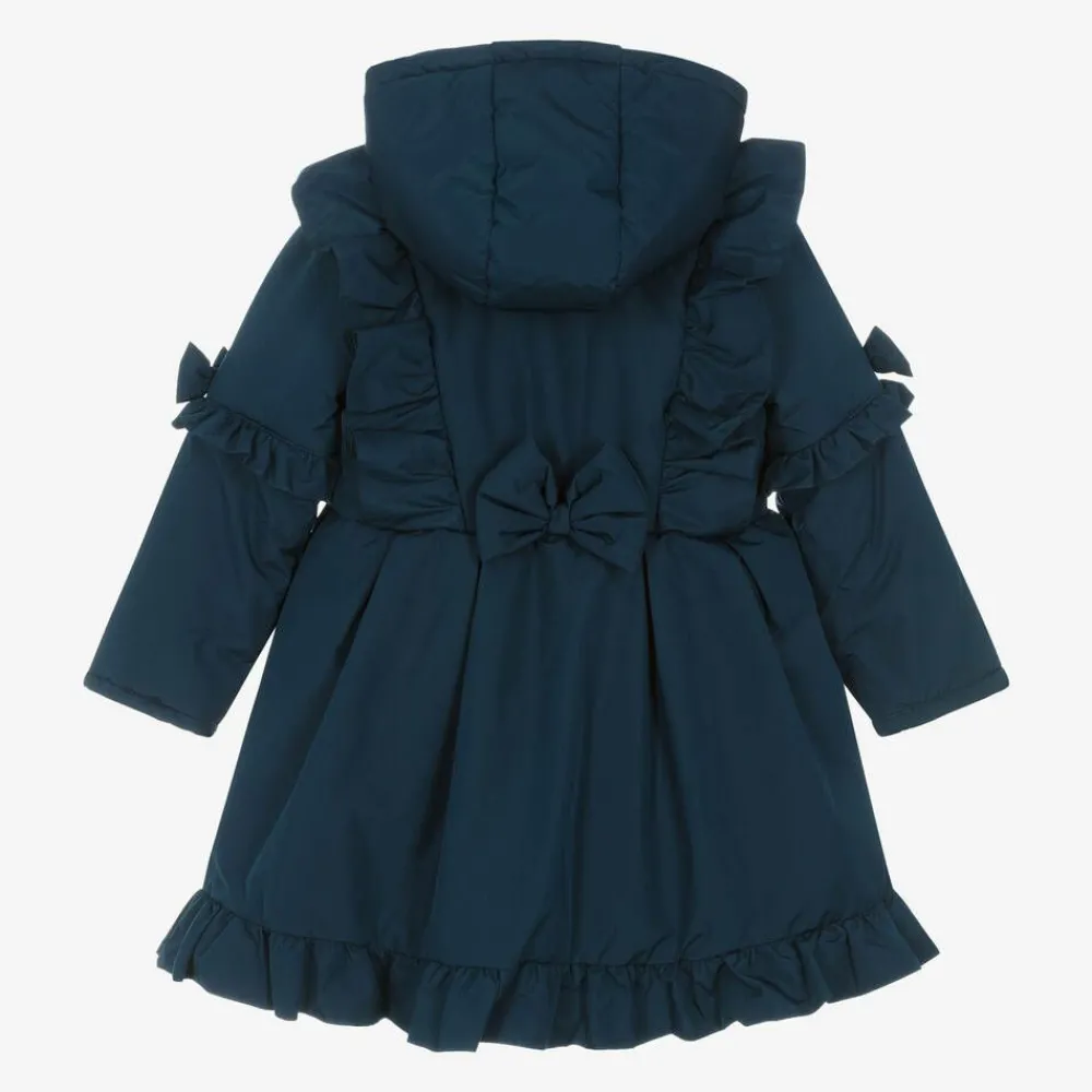 Caramelo Kids Coats & Jackets*Girls Blue Hooded Bow Coat