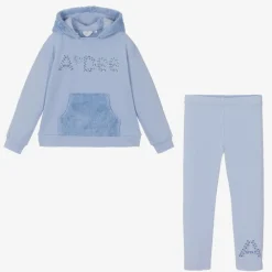 A Dee Outfit Sets*Girls Blue Hooded Cotton Leggings Set