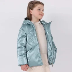 Mayoral Coats & Jackets*Girls Blue Hooded Puffer Jacket