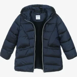 Mayoral Coats & Jackets*Girls Blue Hooded Puffer Coat