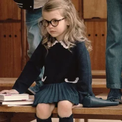 Tartine et Chocolat Tops*Girls Blue Knitted Wool Cardigan