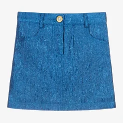 Angels Face Skirts*Girls Blue Metallic Jacquard Skirt ElectricBlue