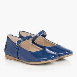 Manuela de Juan Bar Shoes*Girls Blue Patent Leather Ballerina Pumps