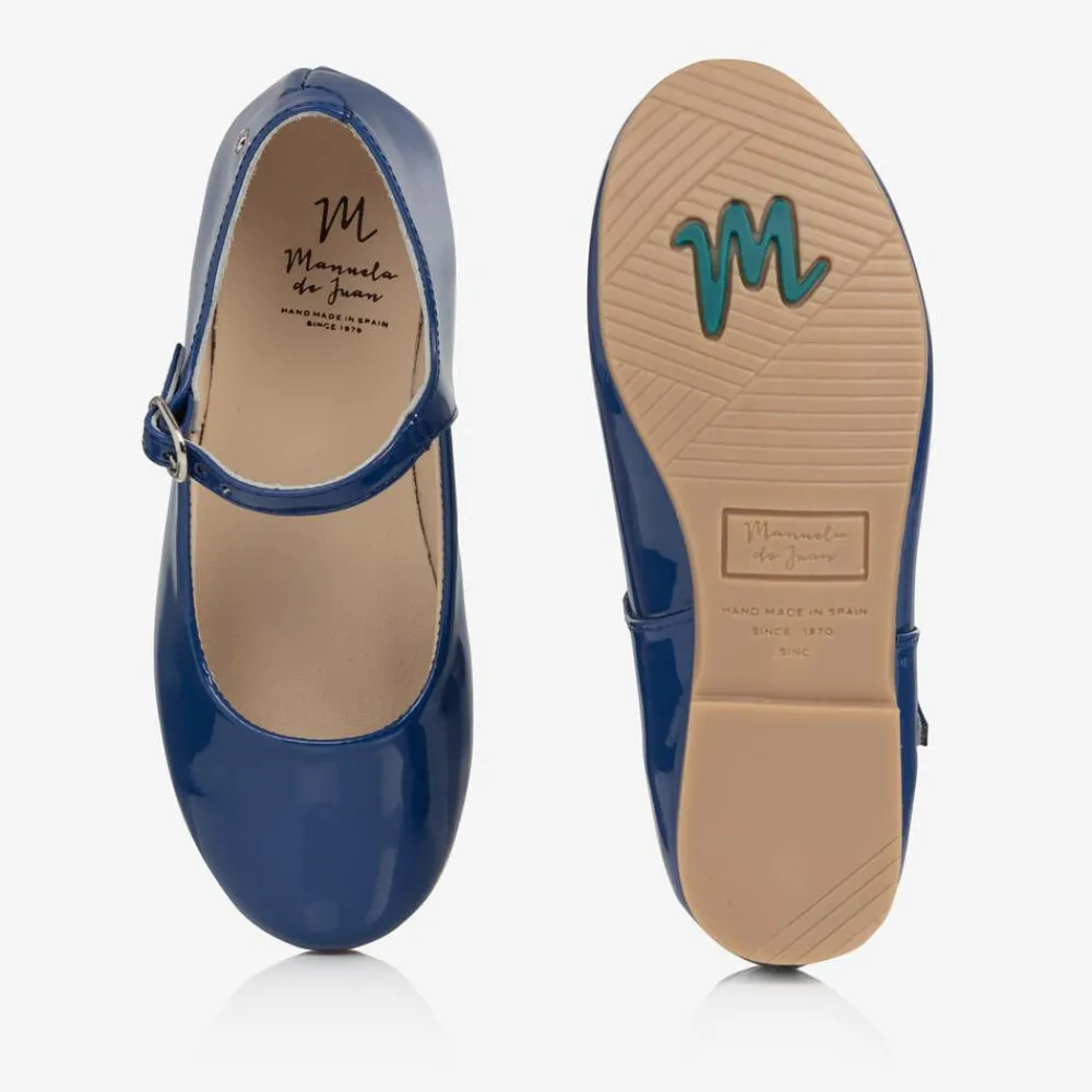 Manuela de Juan Bar Shoes*Girls Blue Patent Leather Ballerina Pumps