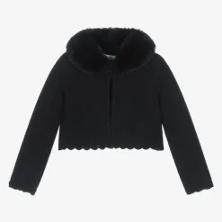 Abel amp; Lula Tops*Girls Blue Plush Collar Cardigan