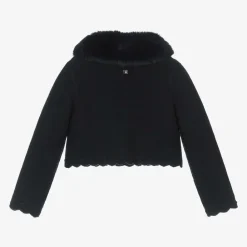 Abel amp; Lula Tops*Girls Blue Plush Collar Cardigan