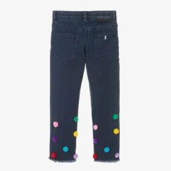 Stella McCartney Kids Trousers*Girls Blue Pom-Pom Denim Jeans