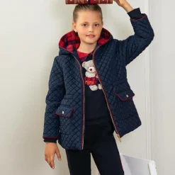 Patachou Coats & Jackets*Girls Blue Quilted Hooded Jacket
