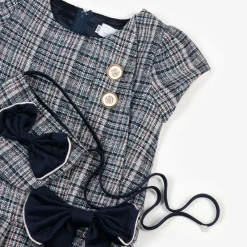 Beau KiD Dresses*Girls Blue Tweed Dress & Handbag Set