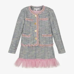 Angels Face Outfit Sets*Girls Tweed Skirt Set Blue