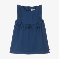 Petit Bateau Dresses*Girls Blue Twill Dress