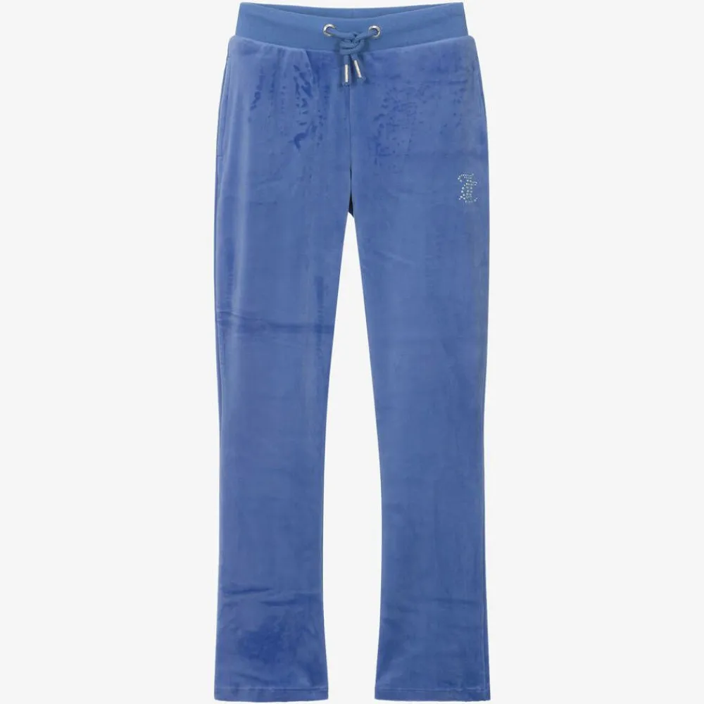 Juicy Couture Trousers*Girls Blue Velour Flared Joggers