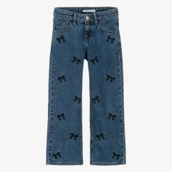 NAME IT Trousers*Girls Blue Wide Leg Bow Jeans