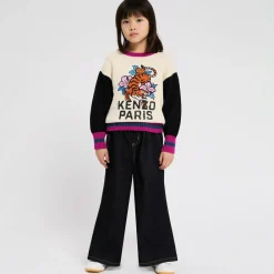 KENZO KIDS Trousers*Girls Blue Wide Leg Denim Jeans