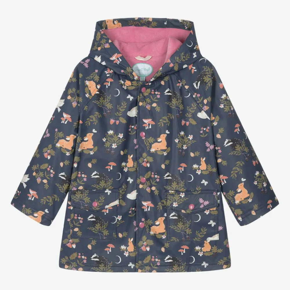 Powell Craft Coats & Jackets*Girls Blue Woodland Print Raincoat