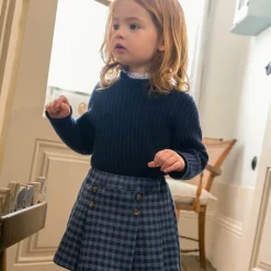 Laranjinha Tops*Girls Blue Wool & Cashmere Knit Sweater