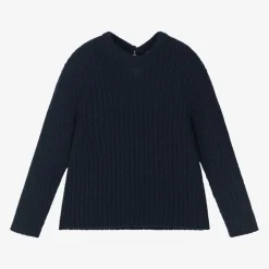 Laranjinha Tops*Girls Blue Wool & Cashmere Knit Sweater