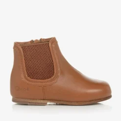 Chloé Boots*Girls Brown Leather Chelsea Boots
