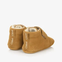 Chloé Pre Walkers|Pre Walkers*Girls Brown Suede Leather Pre-Walkers