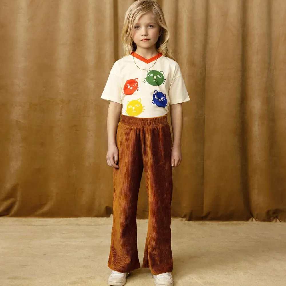 Mini Rodini Trousers*Girls Brown Velour Corduroy Trousers