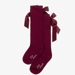 Pretty Originals Socks*Girls Burgundy Red Cotton Bow Socks