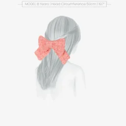 Patachou Hair Accessories*Girls Coral Pink Tweed Bow Hair Clip (14cm)