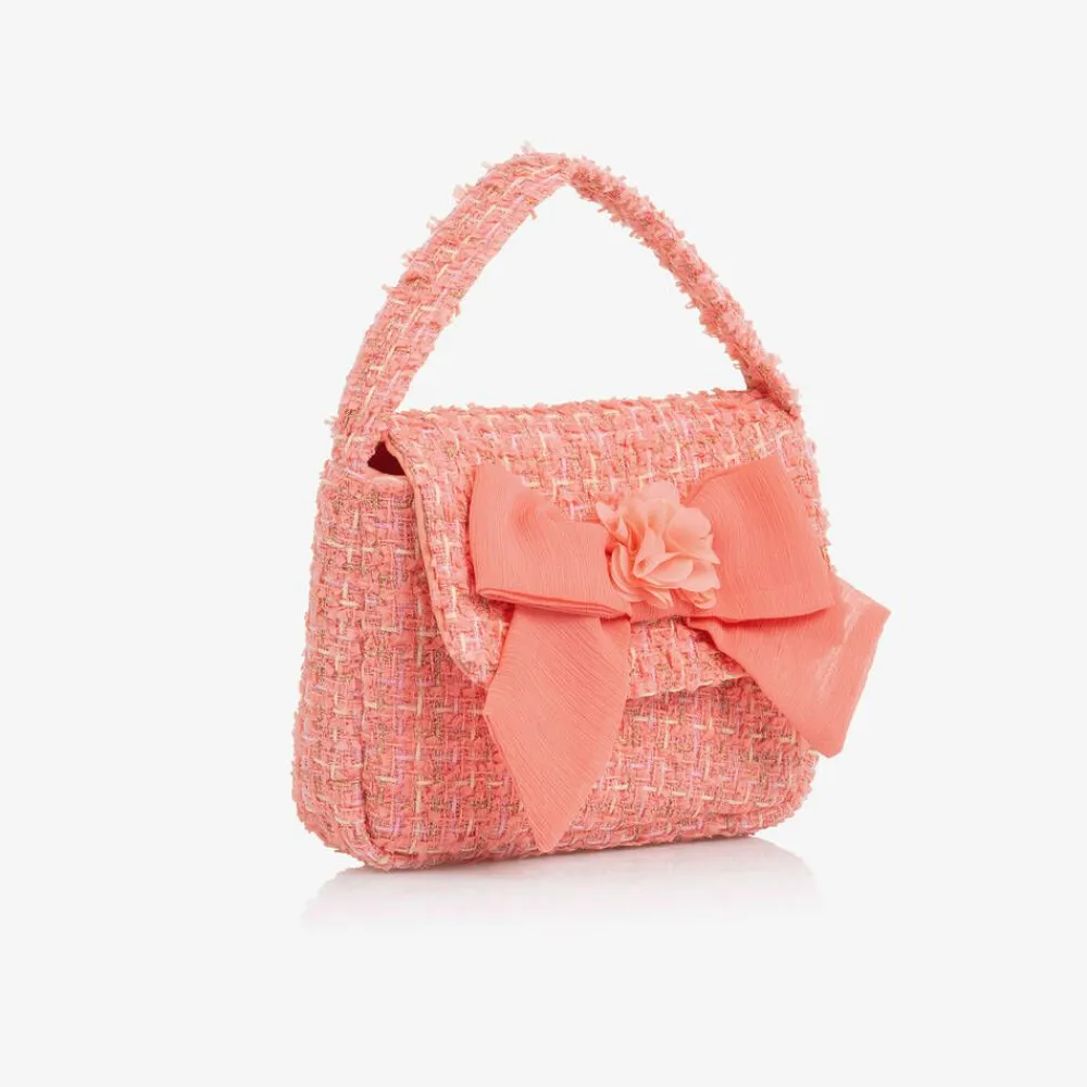 Patachou Bags*Girls Coral Pink Tweed Handbag (17cm)