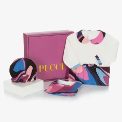 PUCCI Gifts|Babysuits*Girls Cotton Onde Print Babysuit Set