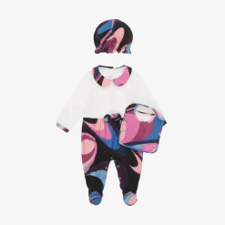 PUCCI Gifts|Babysuits*Girls Cotton Onde Print Babysuit Set