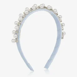 David Charles Hair Accessories*Girls Diamanté & Pearl Blue Hairband