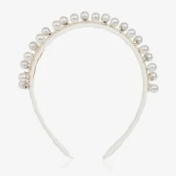 David Charles Hair Accessories*Girls Diamanté & Pearl Ivory Hairband