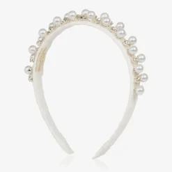 David Charles Hair Accessories*Girls Diamanté & Pearl Ivory Hairband