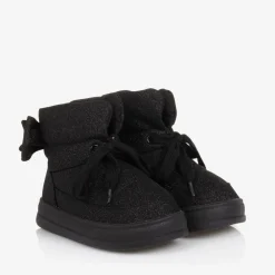 Monnalisa Boots|Boots*Girls Glittery Black Quilted Boots