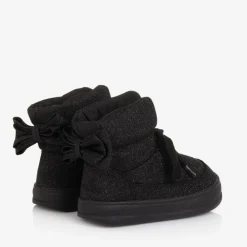 Monnalisa Boots|Boots*Girls Glittery Black Quilted Boots