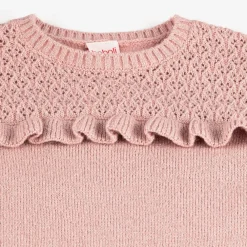 Boboli Tops*Girls Glittery Pink Cotton Knit Sweater