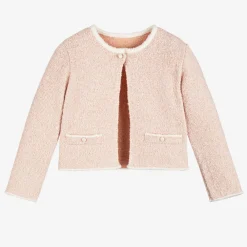 Lapin House Tops*Girls Glittery Pink Wool Knit Cardigan