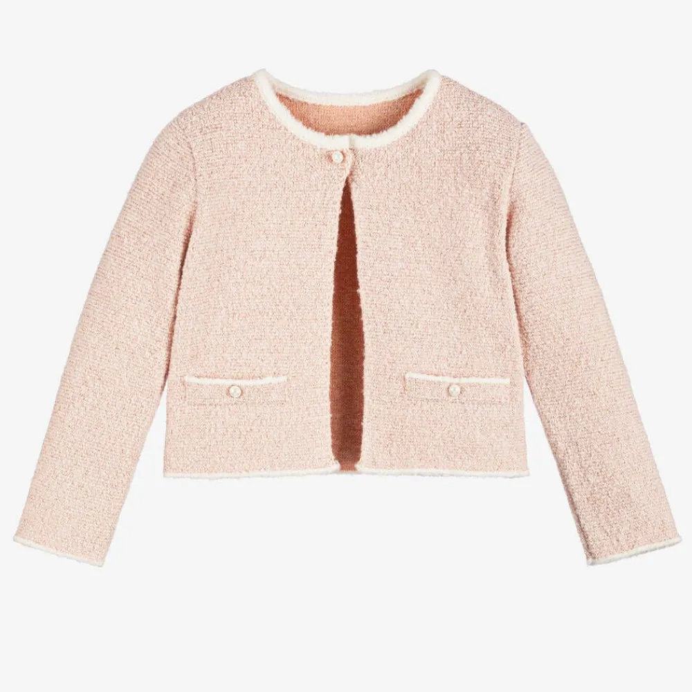Lapin House Tops*Girls Glittery Pink Wool Knit Cardigan