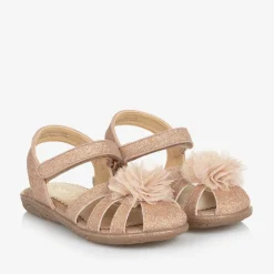 Angels Face Sandals|Sandals*Girls Glittery Rose Gold Sandals RoseGold