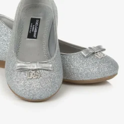 Dolce amp; Gabbana Pumps & Ballerinas|Pumps & Ballerinas*Girls Glittery Silver Leather DG Pumps