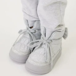 Monnalisa Boots|Boots*Girls Glittery Silver Quilted Boots