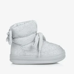 Monnalisa Boots|Boots*Girls Glittery Silver Quilted Boots