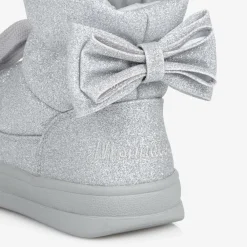 Monnalisa Boots|Boots*Girls Glittery Silver Quilted Boots