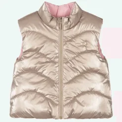 Mayoral Coats & Jackets*Girls Gold & Pink Reversible Gilet