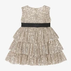 Phi Clothing Dresses*Girls Gold & Silver Sequin Tiered Dress