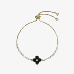 David Charles Jewellery|Gifts*Girls Gold & Black Clover Bracelet