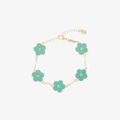 David Charles Jewellery*Girls Gold & Blue Flower Bracelet