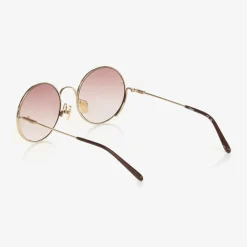 Chloé Clothing Accessories*Girls Gold & Brown Round Sunglasses